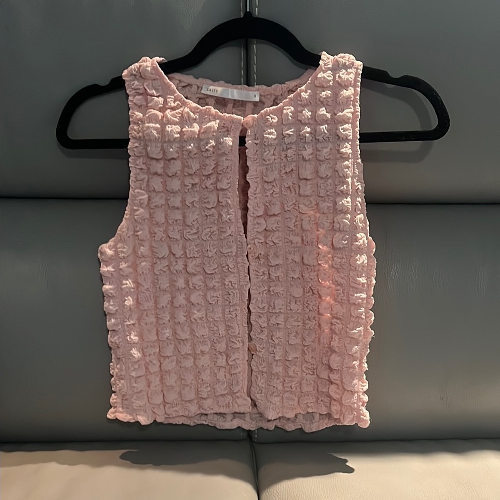 Pink Textured Sleeveless Top